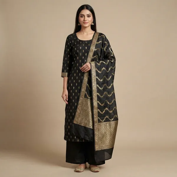Black_Banarasi_Katan_Unstitch_Suit_For_Women
