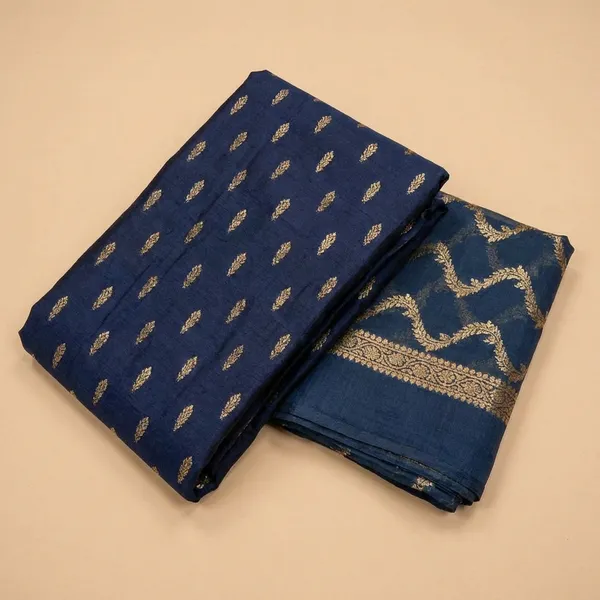 Navy_Blue_Banarasi_Katan_Unstitch_Suit_For_Women