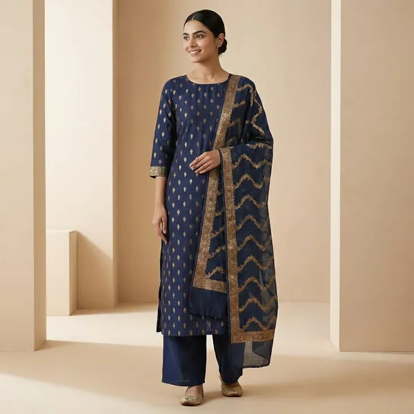 Navy_Blue_Banarasi_Katan_Unstitch_Suit_For_Women