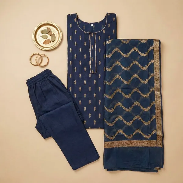Navy_Blue_Banarasi_Katan_Unstitch_Suit_For_Women