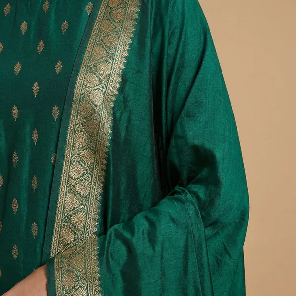 Dark_Green_Banarasi_Katan_Unstitch_Suit_For_Women