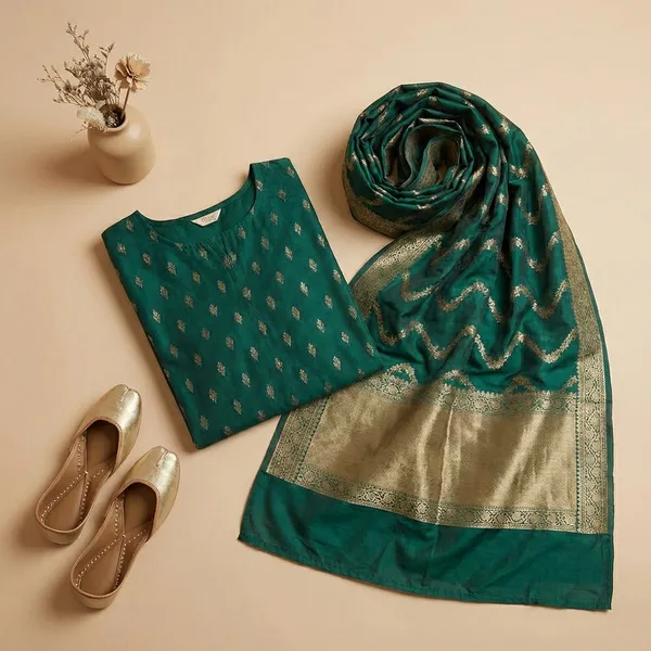 Dark_Green_Banarasi_Katan_Unstitch_Suit_For_Women
