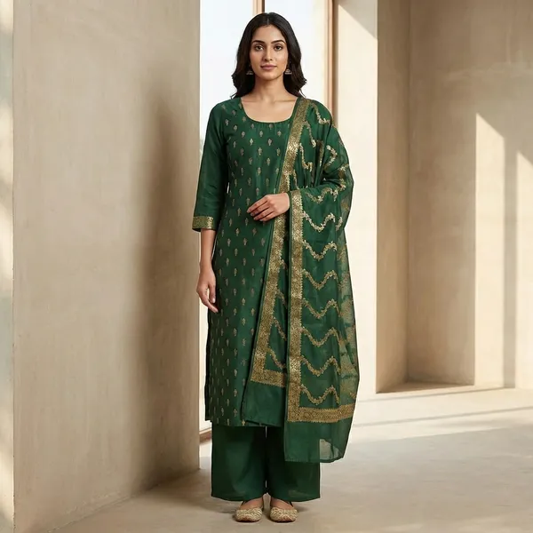 Bottle_Green_Banarasi_Katan_Unstitch_Suit_For_Women