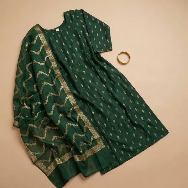 Bottle_Green_Banarasi_Katan_Unstitch_Suit_For_Women