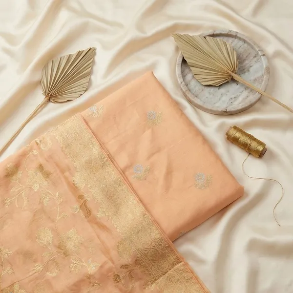 Peach_Chinya_silk_Unstitch_Suit_For_Women