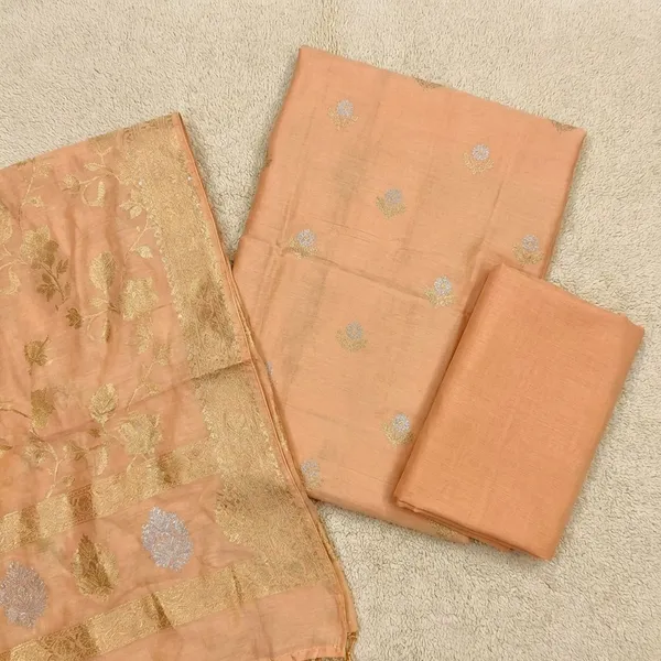 Peach_Chinya_silk_Unstitch_Suit_For_Women