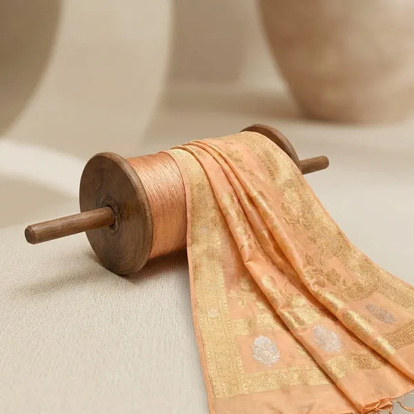 Peach_Chinya_silk_Unstitch_Suit_For_Women