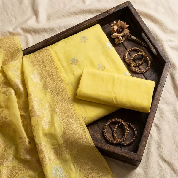 Yellow_Chinya_silk_Unstitch_Suit_For_Women