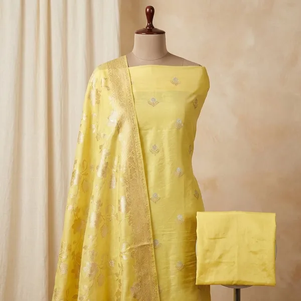 Yellow_Chinya_silk_Unstitch_Suit_For_Women