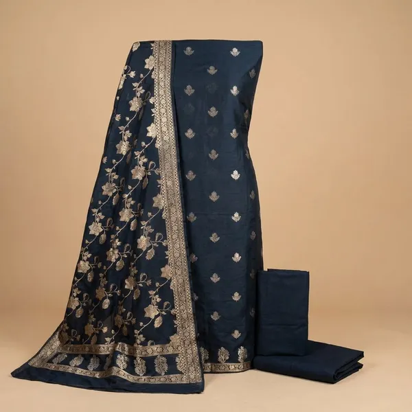 Black_Chinya_silk_Unstitch_Suit_For_Women