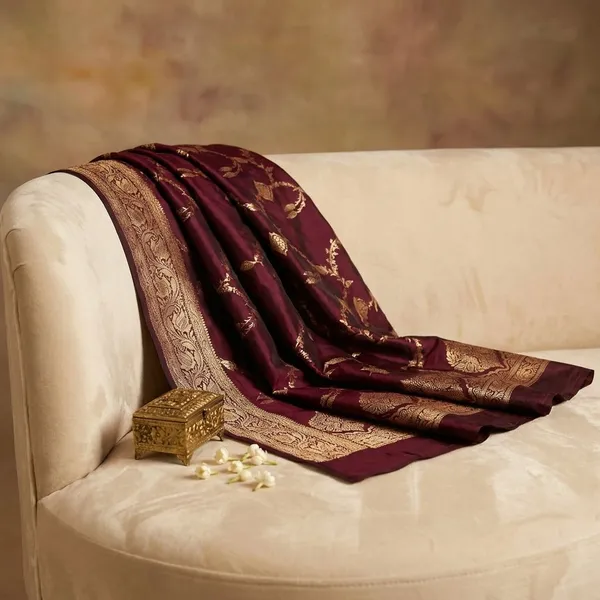 Wine__Semi_silk_Unstitch_Suit_For_Women