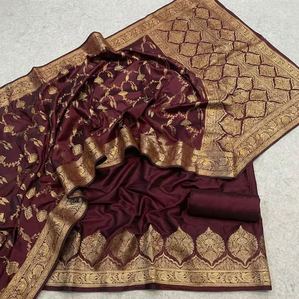 Wine__Semi_silk_Unstitch_Suit_For_Women