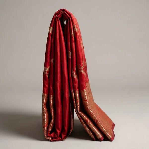 Red_Semi_silk_Unstitch_Suit_For_Women