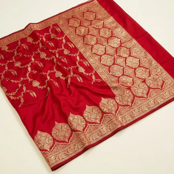 Red_Semi_silk_Unstitch_Suit_For_Women
