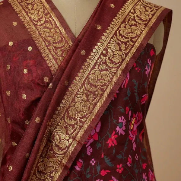 Maroon_Jamdani_Unstitch_Suit_For_Women