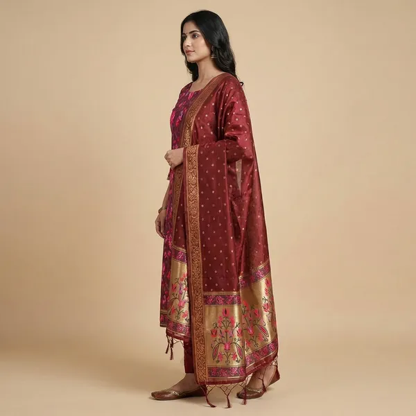 Maroon_Jamdani_Unstitch_Suit_For_Women