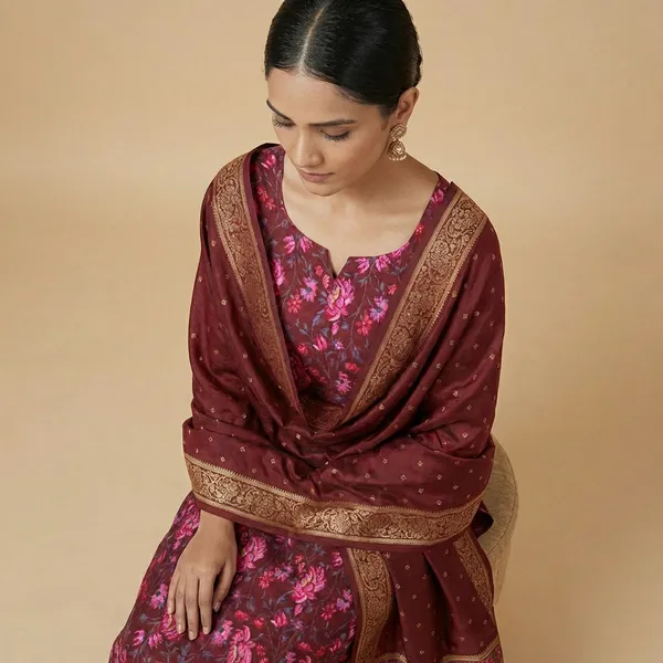 Red_And_Rani_Jamdani_Unstitch_Suit_For_Women