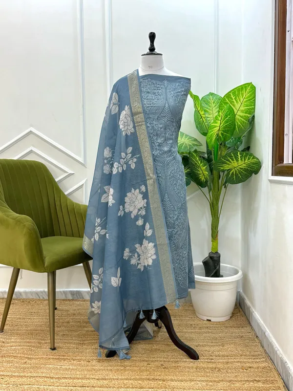 Sky_Blue_Banarasi_Chanderi_Unstitch_Suit_For_Women