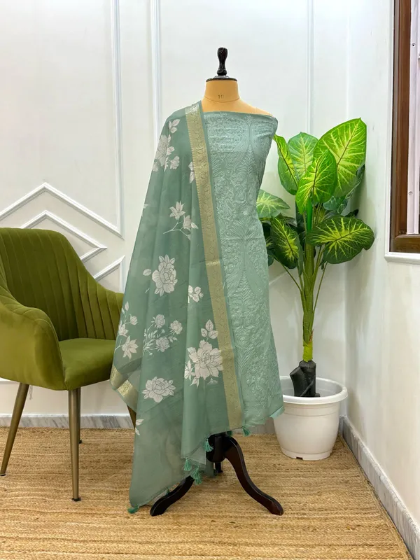 Mint_Green_Banarasi_Chanderi_Unstitch_Suit_For_Women