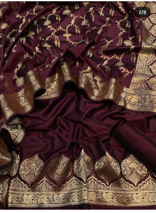 Wine__Semi_silk_Unstitch_Suit_For_Women