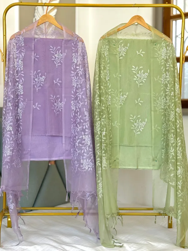 Pista_Organza_Chikan_Embroidry_Unstitch_Suit_For_Women