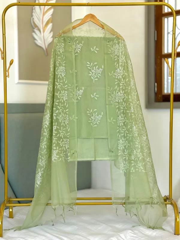 Pista_Organza_Chikan_Embroidry_Unstitch_Suit_For_Women