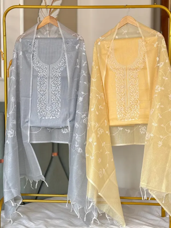 Peach_Pure_Mercerised_Kota_Check_Embroidery_For_Women
