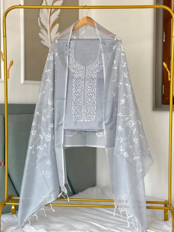 Grey_Pure_Mercerised_Kota_Check_Embroidery_For_Women