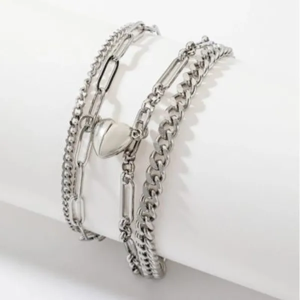 Silver_Magnetic_Heart_Bracelet_For_Couple
