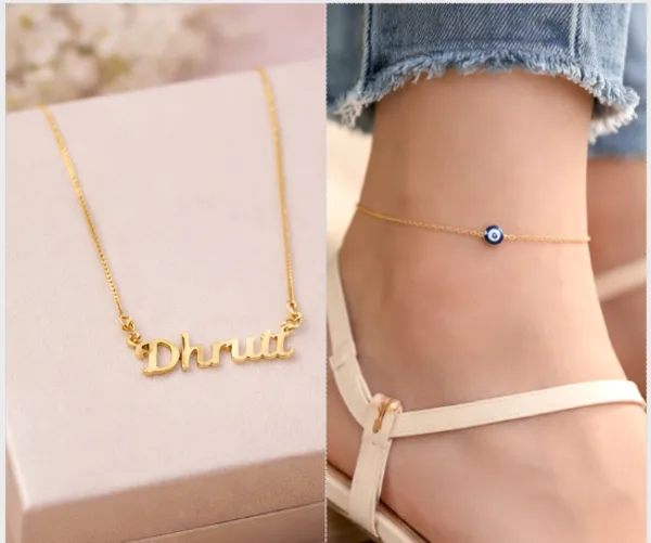 Gold_Personalized_Name_Necklace_|_Evil_Eye_Protection_Anklet_For_Women_(Pack_Of_2)