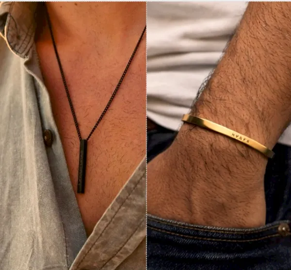 Multicolor_And_Gold__Personalized_Name_Bracelet_|_Vertical_Bar_Name_Necklace_For_Men_(Pack_Of_2)