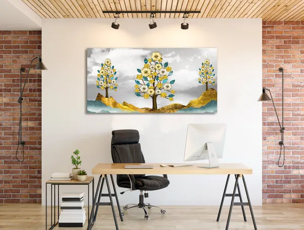 Multicolor_Golden_Abstract_Canvas_Painting_Ready_To_Hang_Wooden_Framed_Painting_For_Home_Decor