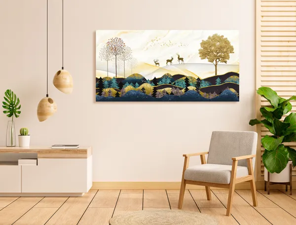 Multicolor_Golden_Abstract_Canvas_Painting_Ready_To_Hang_Wooden_Framed_Painting_For_Home_Decor
