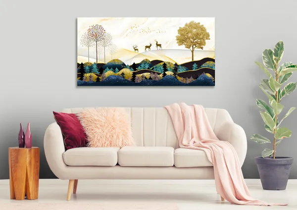Multicolor_Golden_Abstract_Canvas_Painting_Ready_To_Hang_Wooden_Framed_Painting_For_Home_Decor