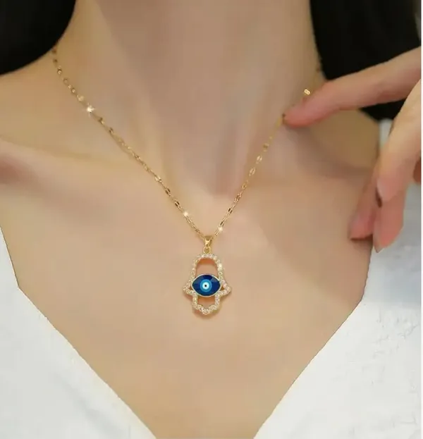 Golden_Hamsa_&_Azure_Evil_Eye_Pendant