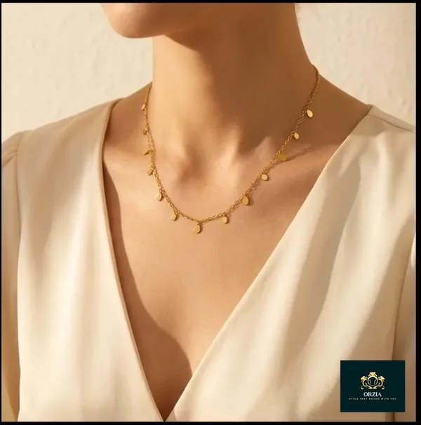 Golden_Petals_Dainty_Multi-Drop_Charm_Necklace_For_Women