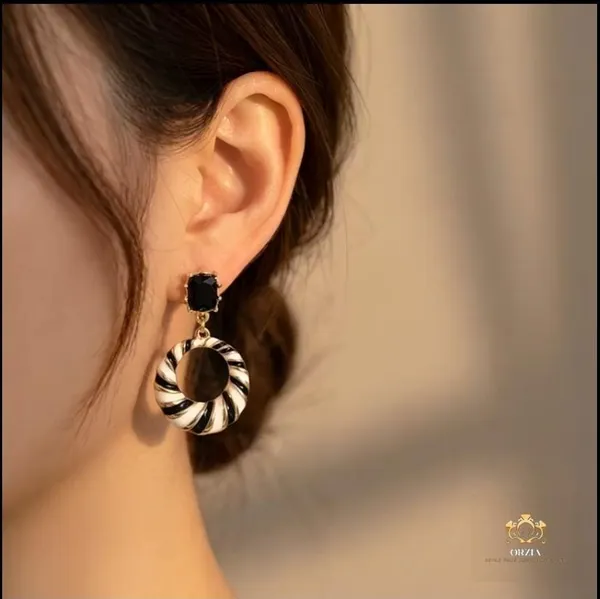 Black_And_White_Parisian_Monochrome_Hoop_Earrings_For_Women