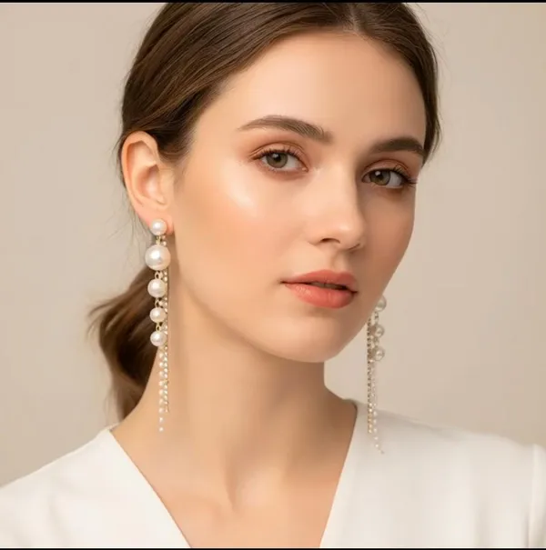 Silver_Pearl_Cascade_Linear_Drop_Earrings_For_Women