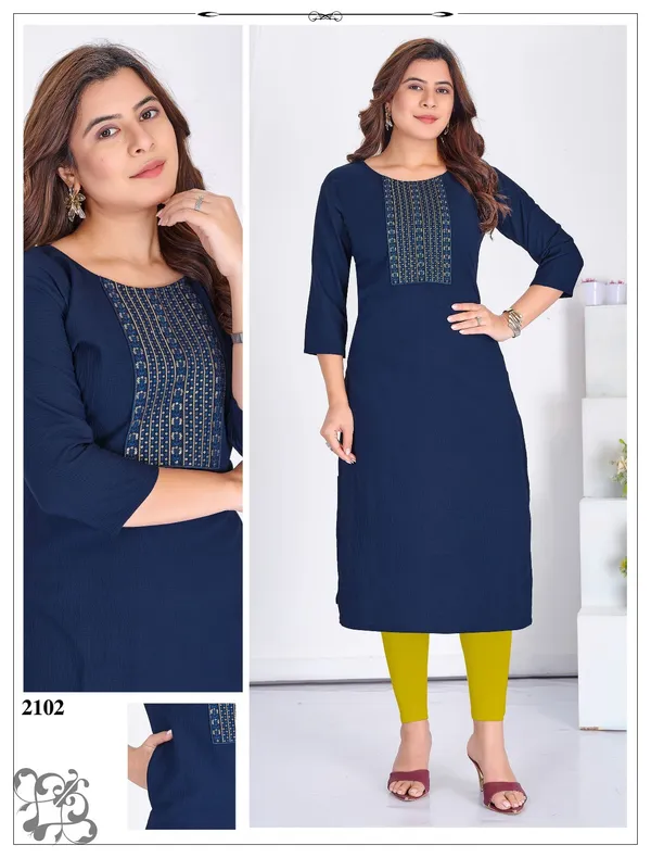 Blue_Premium_Embossed_Dobby__Heavy_Rayon_Pretty_Vibes_Pocket_With__Kurta_For_Women