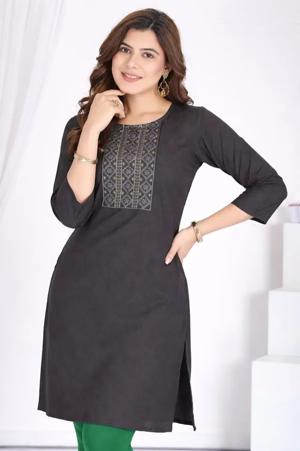 Grey_Premium_Embossed_Dobby__Heavy_Rayon_Pretty_Vibes_Pocket_With__Kurta_For_Women