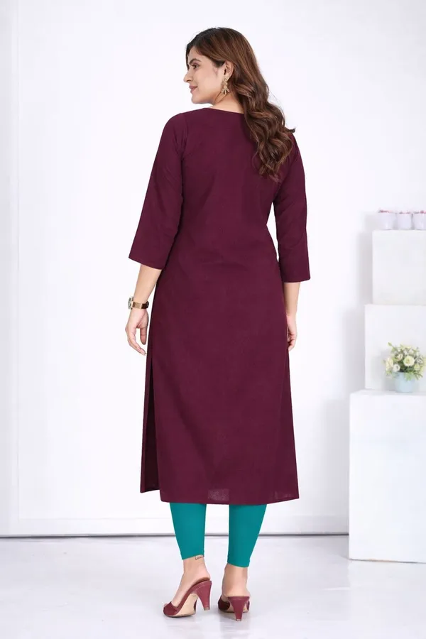 Wine_Premium_Embossed_Dobby__Heavy_Rayon_Pretty_Vibes_Pocket_With__Kurta_For_Women