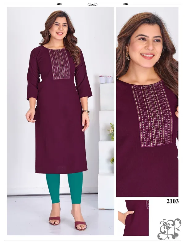 Wine_Premium_Embossed_Dobby__Heavy_Rayon_Pretty_Vibes_Pocket_With__Kurta_For_Women