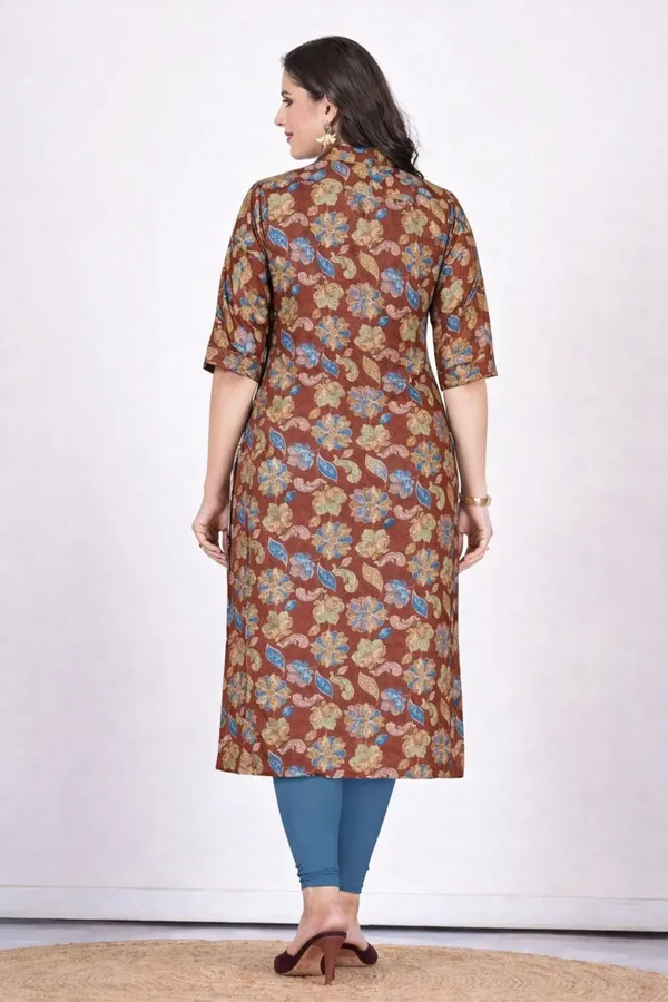 Rust_Premium_Heavy_Muslin_Beautiful_One_Side_Pocket_Straight_Kurta_For_Women