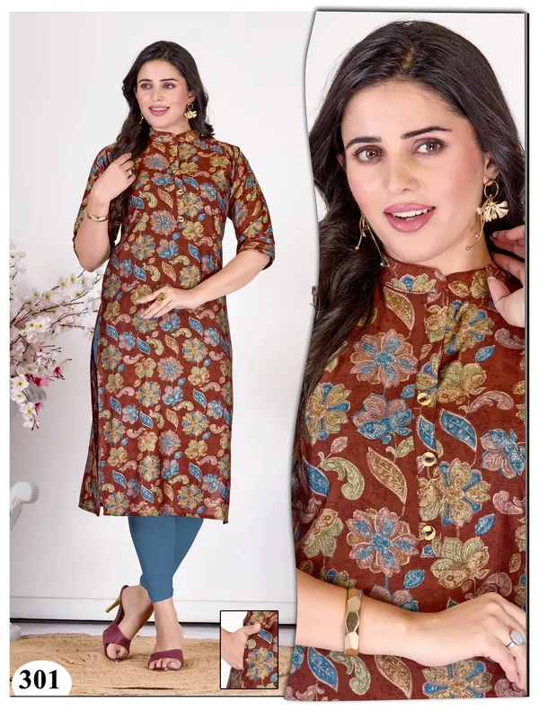 Rust_Premium_Heavy_Muslin_Beautiful_One_Side_Pocket_Straight_Kurta_For_Women