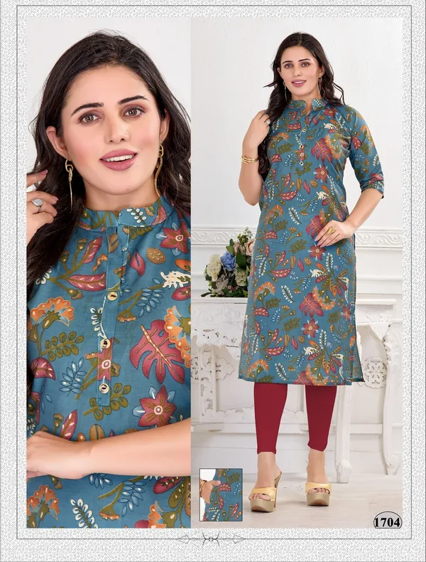Sky_Blue_Premium_Heavy_Muslin_One_Side_Pocket_Straight_Kurta_For_Women