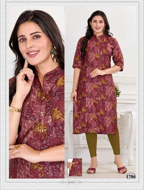 Wine_Premium_Heavy_Muslin_One_Side_Pocket_Straight_Kurta_For_Women