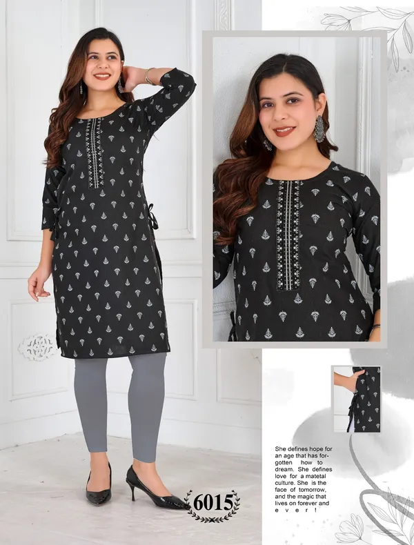 Black_Heavy_Khadi_Cotton_Print_One_Side_Pocket_Spark_Glow_Straight_Kurta_For_Women
