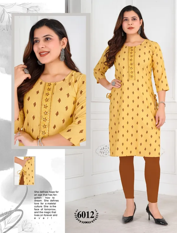Yellow_Heavy_Khadi_Cotton_Print_One_Side_Pocket_Spark_Glow_Straight_Kurta_For_Women