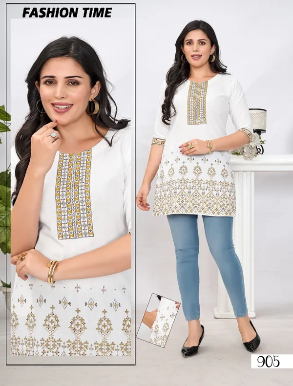 Yellow__Short_Kurti_(Tunic)_Heavy_Cotton
