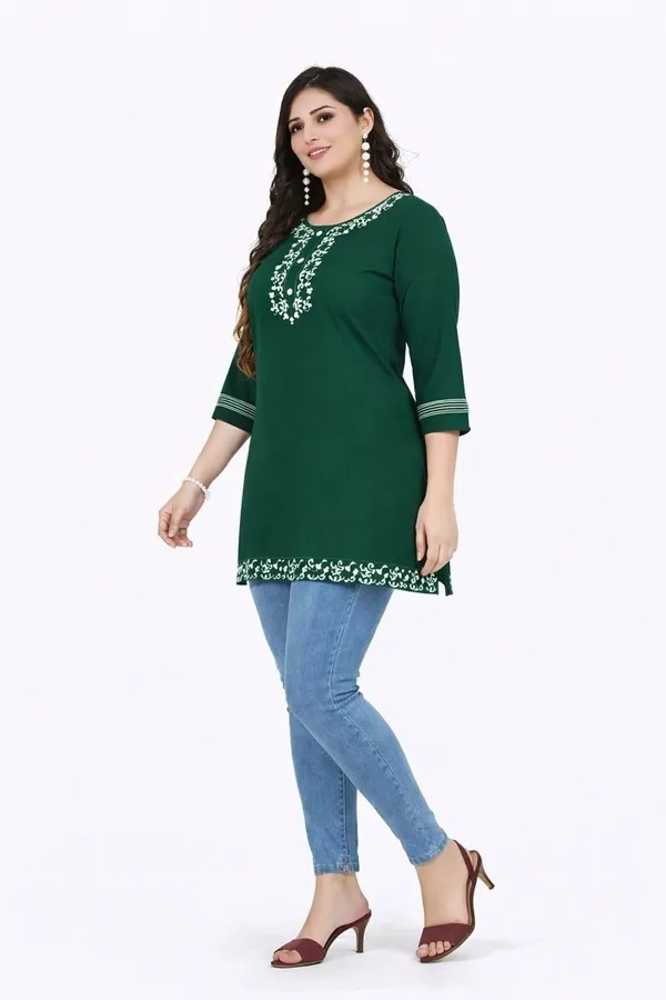 Green_Heavy__Rayon_Wow_Short_Tunic_For_Women